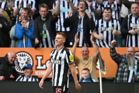 Harvey Barnes celebrates after scoring against Aston Villa (Image: Getty Images)