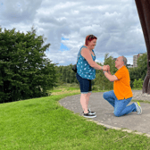 Paul Carton and Tara Jenkins got engaged under the Angel of the North, 380 miles from their Dorset home. Photo: Paul Carton.