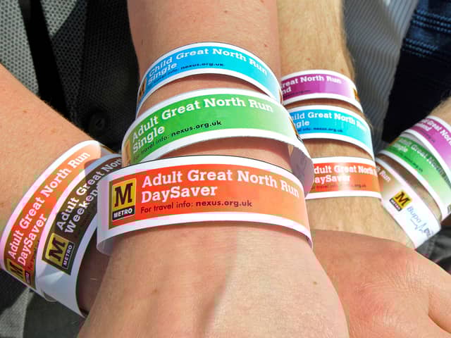 Nexus made wristbands, which double up as Metro and Shields Ferry tickets, available to buy for the Great North Run.