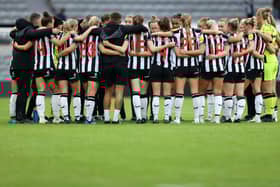 Newcastle United players huddle following the pre-season friendly match between Newcastle United Women and West Bromwich Albion Women at St James' Park on August 05, 2023 in Newcastle upon Tyne, England. (Photo by George Wood/Getty Images)