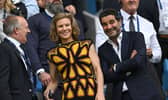 Owners of Newcastle United, Amanda Staveley and Mehrdad Ghodoussi are seen during the Premier League match between Manchester City and Newcastle United at Etihad Stadium on August 19, 2023 in Manchester, England. (Photo by Stu Forster/Getty Images)