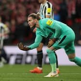 Loris Karius' first Newcastle United appearance came at Wembley against Manchester United in the Carabao Cup final.