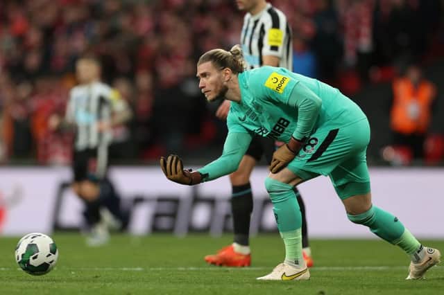 Loris Karius' first Newcastle United appearance came at Wembley against Manchester United in the Carabao Cup final.