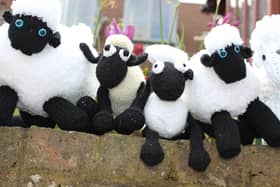 Shaun the Sheep knitted soft toys.