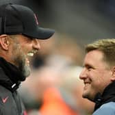 Liverpool boss Jurgen Klopp (left) and Newcastle United head coach Eddie Howe (right).  (Photo by OLI SCARFF/AFP via Getty Images)
