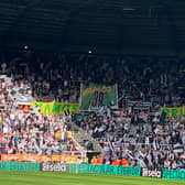 Newcastle United fans show their support for midfielder Bruno Guimaraes. 