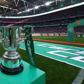 A general view of the trophy ahead of the Carabao Cup Final match between Manchester United and Newcastle United at Wembley Stadium on February 26, 2023 in London, England. (Photo by Matthew Peters/Manchester United via Getty Images)