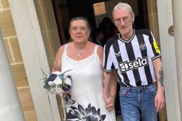 William ‘Billy’ Richardson married his long-term wife Kim in a Newcastle United shirt.