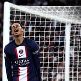 Paris Saint-Germain forward Hugo Ekitike. (Photo by ANNE-CHRISTINE POUJOULAT/AFP via Getty Images)