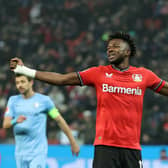 Bayer Leverkusen defender Edmond Tapsoba. (Photo by Lars Baron/Getty Images)