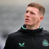 Elliot Anderson of Newcastle United inspects the pitch prior to the Premier League match between Newcastle United and Liverpool FC at St. James Park on August 27, 2023 in Newcastle upon Tyne, England. (Photo by Stu Forster/Getty Images)