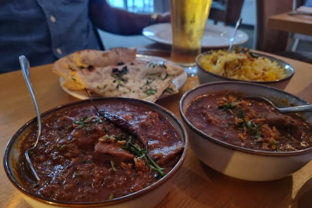 The hot option - a madras - served with a slightly less spicy rogan josh at Raval.