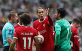 Virgil Van Dijk was sent off against Newcastle for a mistimed tackle on Alexander Isak. (Getty Images)