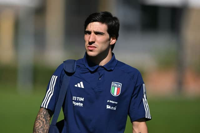 Newcastle United midfielder Sandro Tonali. (Photo by Claudio Villa/Getty Images)