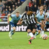 Callum Wilson of Newcastle United scores their sides first goal from the penalty spot during the Premier League match between Newcastle United and Brentford FC at St. James Park on September 16, 2023 in Newcastle upon Tyne, England.
