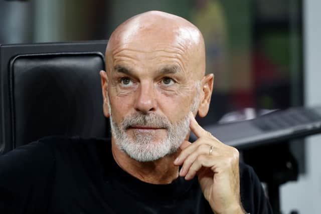 Stefano Pioli, Head Coach of AC Milan looks on ahead of the Serie A TIM match between AC Milan and Torino FC at Stadio Giuseppe Meazza on August 26, 2023 in Milan, Italy.