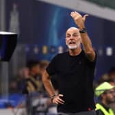 Stefano Pioli, Manager of AC Milan, reacts during the UEFA Champions League Group F match between AC Milan and Newcastle United FC at Stadio Giuseppe Meazza on September 19, 2023 in Milan, Italy. (Photo by Marco Luzzani/Getty Images)