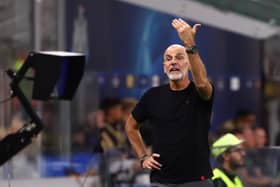 Stefano Pioli, Manager of AC Milan, reacts during the UEFA Champions League Group F match between AC Milan and Newcastle United FC at Stadio Giuseppe Meazza on September 19, 2023 in Milan, Italy. (Photo by Marco Luzzani/Getty Images)