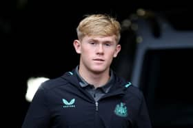 Newcastle United left-back Lewis Hall. (Photo by George Wood/Getty Images)