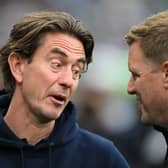 Brentford boss Thomas Frank (left) and Newcastle United head coach Eddie Howe (right).  (Photo by Stu Forster/Getty Images)