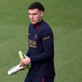 Paris Saint-Germain midfielder Manuel Ugarte. (Photo by FRANCK FIFE/AFP via Getty Images)