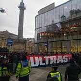The march was led by ultras groups from throughout the fanbase.  