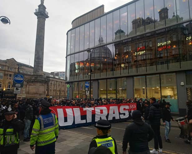 The march was led by ultras groups from throughout the fanbase.  