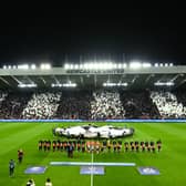  The teams line up before the UEFA Champions League match between Newcastle United FC and Paris Saint-Germain at St. James Park on October 04, 2023 in Newcastle upon Tyne, England. (Photo by Michael Regan/Getty Images)