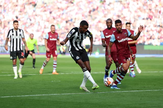 Alexander Isak netted twice for the Magpies in the 2-2 draw in London. 