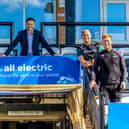 Martijn Gilbert, managing director at Lumo, alongside some of the Newcastle Falcons team. Photo: Newcastle Falcons.