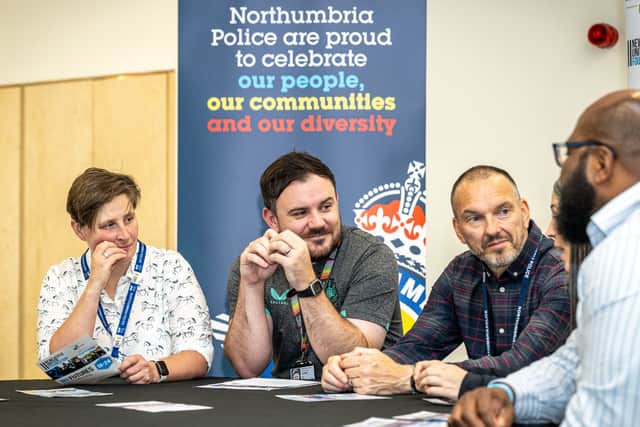 Select members of Newcastle United Foundation staff who have been specially trained by members of Northumbria Police where members of the public can drop into NUCASTLE to report a hate crime. (Photo: Richard Lee)