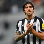 Newcastle United’s Italian midfielder #08 Sandro Tonali applauds fans on the pitch after the English Premier League football match between Newcastle United and Crystal Palace at St James’ Park in Newcastle-upon-Tyne  (Photo by ANDY BUCHANAN/AFP via Getty Images)
