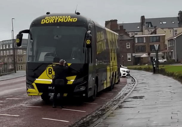 The bus was parked opposite Longsands beach when it received the fine. (Credit: Josh Valks)