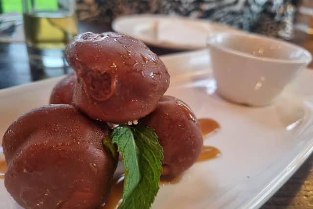 Room for desert? Yeah, I thought so. The salted caramel profiteroles hit the spot.
