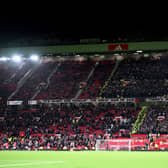 General view of fans inside the stadium during the Carabao Cup Fourth Round match between Manchester United and Newcastle United at Old Trafford. (Photo by Michael Regan/Getty Images)