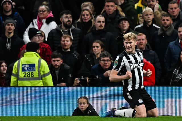 Newcastle United left-back Lewis Hall. (Photo by PAUL ELLIS/AFP via Getty Images)