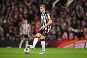  Newcastle United player Emil Krafth in action during the Carabao Cup Fourth Round match between Manchester United and Newcastle United at Old Trafford on November 01, 2023 in Manchester, England. (Photo by Stu Forster/Getty Images)