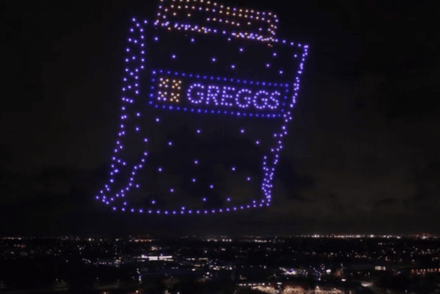 The impressive drone show was held over Greggs’ headquarters in Gosforth. Photo: Greggs.