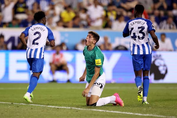 Ben Parkinson of Newcastle United reacts after a chan during the Premier League Summer Series match between Brighton & Hove Albion and Newcastle United at Red Bull Arena on July 28, 2023 in Harrison, New Jersey. (Photo by Tim Nwachukwu/Getty Images for Premier League)