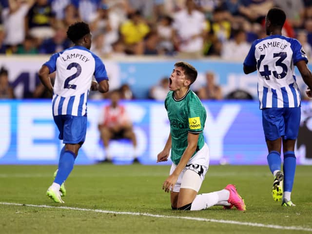Ben Parkinson of Newcastle United reacts after a chan during the Premier League Summer Series match between Brighton & Hove Albion and Newcastle United at Red Bull Arena on July 28, 2023 in Harrison, New Jersey. (Photo by Tim Nwachukwu/Getty Images for Premier League)