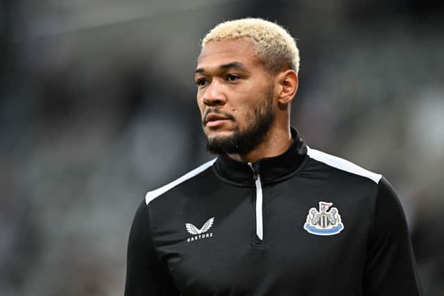 Newcastle United’s Brazilian striker #07 Joelinton warms up ahead of the English Premier League football match between Newcastle United and Arsenal at St James’ Park in Newcastle-upon-Tyne, north east England on November 4, 2023. (Photo by OLI SCARFF/AFP via Getty Images)