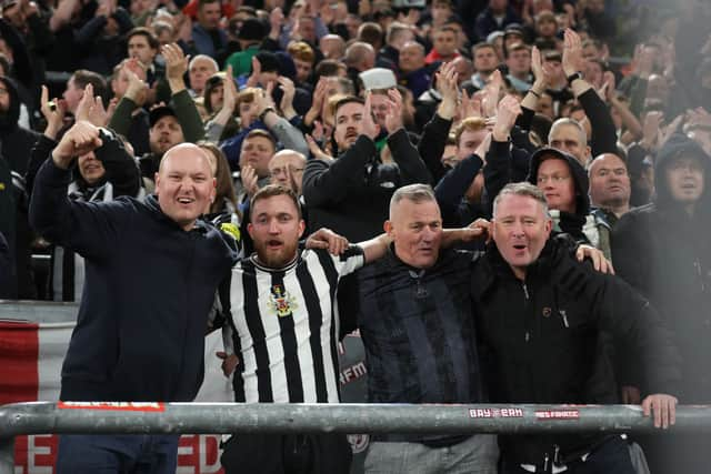 Newcastle United fans at the match against Dortmund.