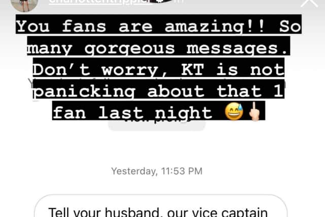 Kieran Trippier's wife, Charlotte, has had her say on the altercation between her husband and a Newcastle United fan. 