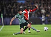 Newcastle United winger Yankuba Minteh is currently on loan at Feyenoord. (Photo by JOHN THYS/AFP via Getty Images)