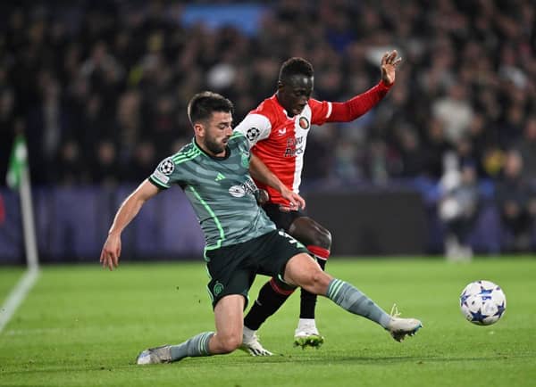 Newcastle United winger Yankuba Minteh is currently on loan at Feyenoord. (Photo by JOHN THYS/AFP via Getty Images)