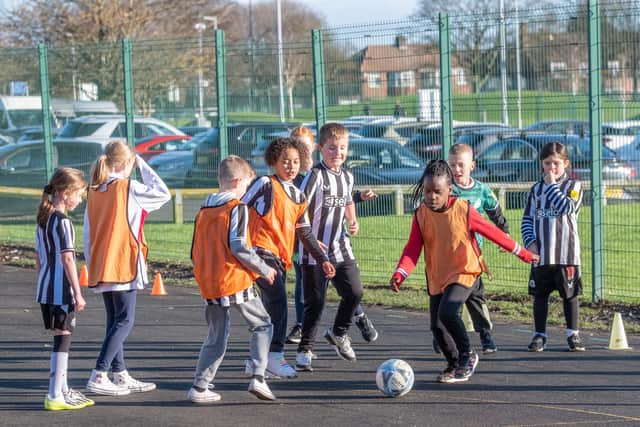 Students at Star of the Sea Primary School, in Whitley Bay, raised money for Children in Need and a Zambian football team. Photo: Kate Buckingham.