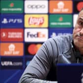 Paris Saint-Germain's Spanish head coach Luis Enrique gives a press conference in Poissy, outside Paris, on November 27, 2023, on the eve of their UEFA Champions League football match against Newcastle. (Photo by FRANCK FIFE / AFP) (Photo by FRANCK FIFE/AFP via Getty Images)