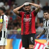  Olivier Giroud of AC Milan shows his dejection during the UEFA Champions League match between AC Mila and Newcastle United FC at Stadio Giuseppe Meazza on September 19, 2023 in Milan, Italy. (Photo by Marco Luzzani/Getty Images)