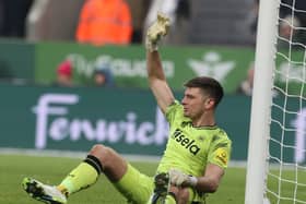 Newcastle United goalkeeper Nick Pope. (Photo by Matthew Peters/Manchester United via Getty Images)