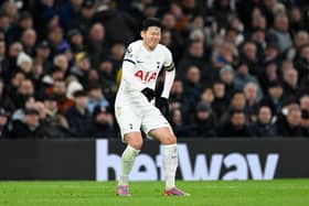  Son Heung-Min of Tottenham Hotspur reacts during the Premier League match between Tottenham Hotspur and West Ham United. (Photo by Shaun Botterill/Getty Images)